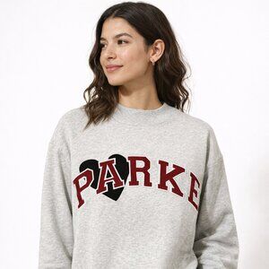 NWT Parke 2026 Valentine’s Day Jean Heart Varsity Mockneck Sweatshirt Size L/XL